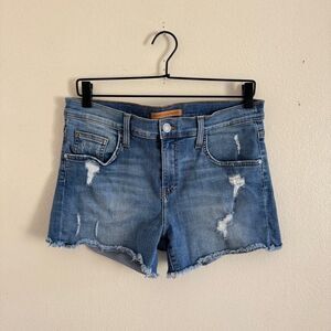 Rebecca Minkoff Melrose Raw Hem Denim Shorts Blue Size 28
